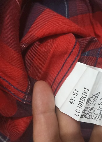 4 Yaş Beden kırmızı Renk Koyu Kırmızı Kareli Erkek Çocuk Uzun Kollu Gömlek