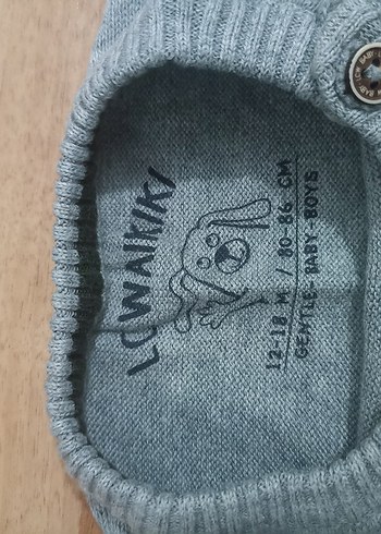 1 Yaş Beden Gri Triko Kazak ve Lacivert Denim Pantolon Seti