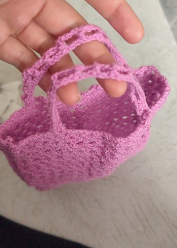 Pembe Örgü Kadın Makyaj Çanta - Görsel 2