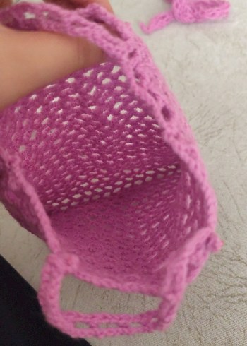 Pembe Örgü Kadın Makyaj Çanta - Görsel 3