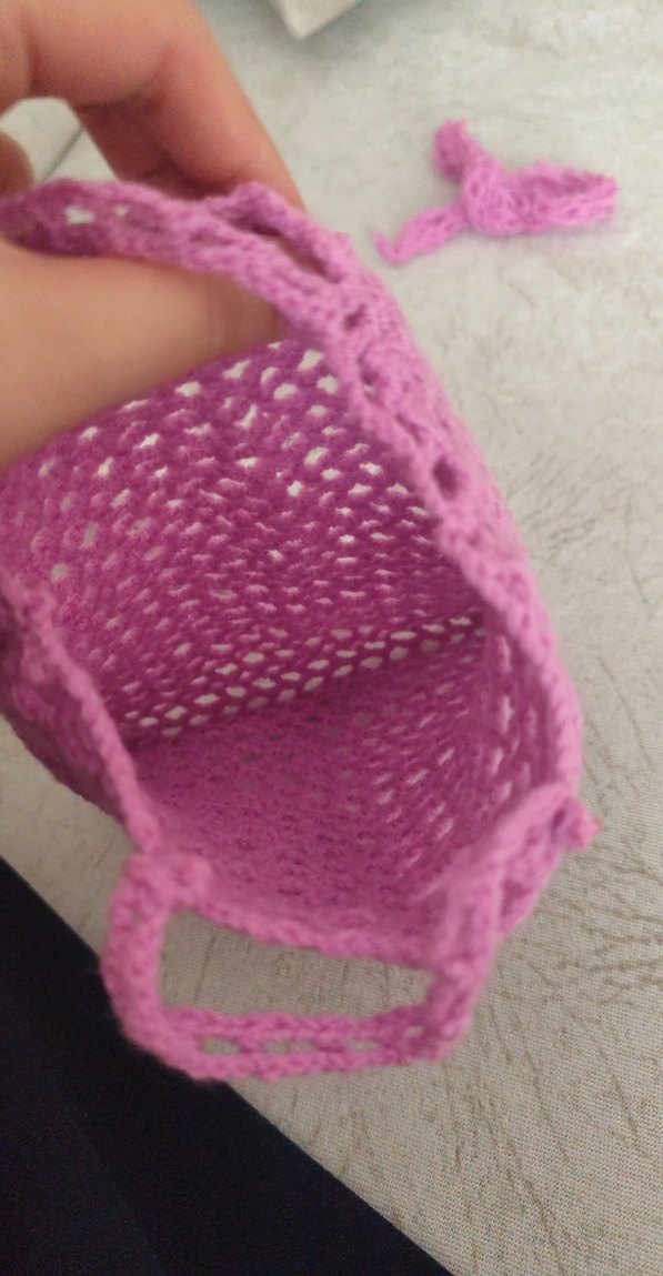 Pembe Örgü Kadın Makyaj Çanta - Görsel 3