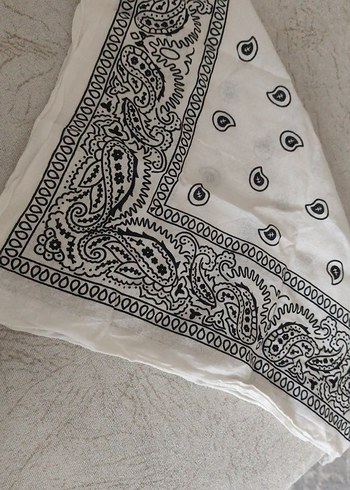 Gri Desenli Keten Kadın Fular ve Bandana - Görsel 4