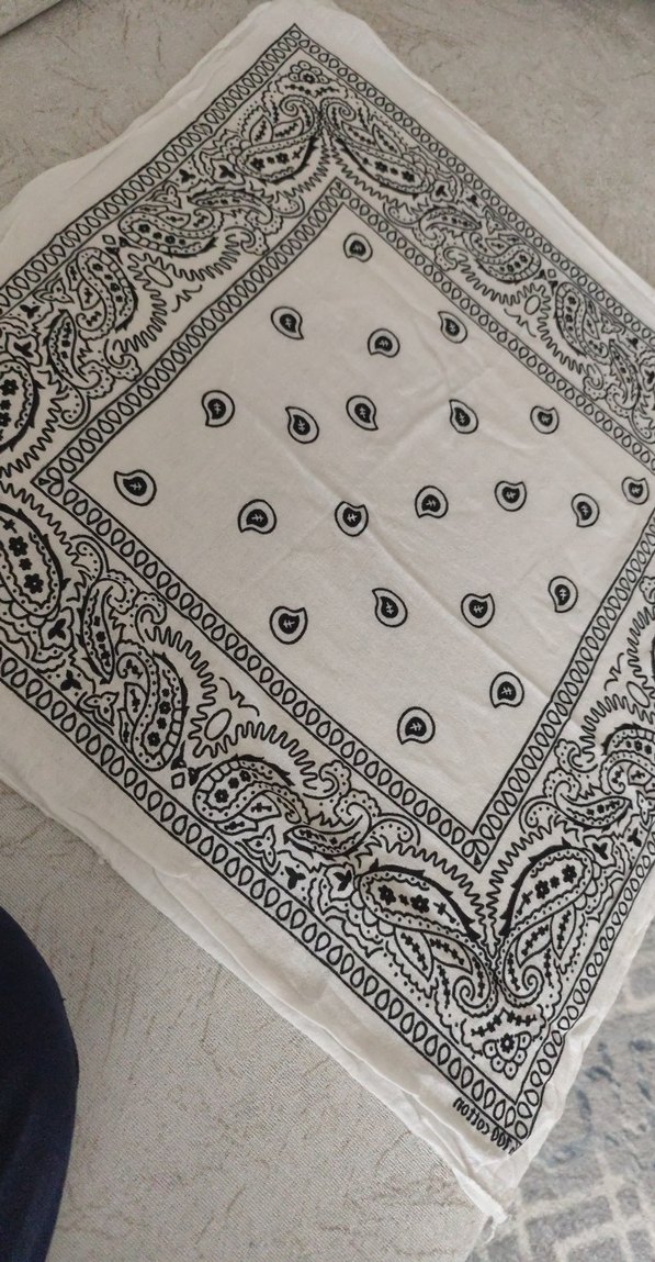 Gri Desenli Keten Kadın Fular ve Bandana - Görsel 3