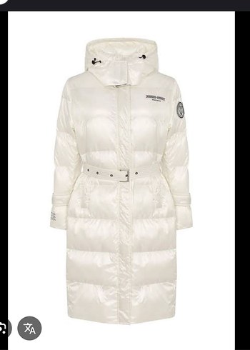 Twist marka Beyaz Kemerli Uzun Kadın Kışlık Mont - Görsel 2