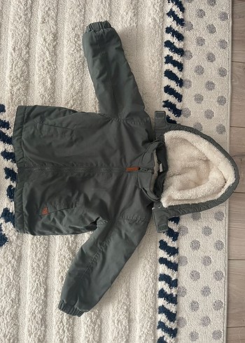 Haki yeşil Erkek bebek  Kürklü Sıcak Mont HM - Görsel 2