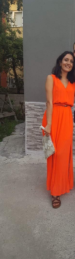 36 Beden turuncu Renk Turuncu/nar çiçeği elbise 