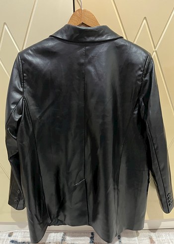 Siyah Deri Midi Ceket - Görsel 3