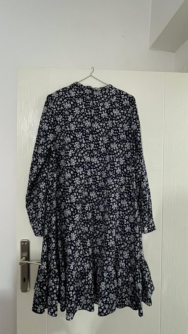 Uzun Kollu Siyah Midi Mini Elbise tunik - Görsel 2