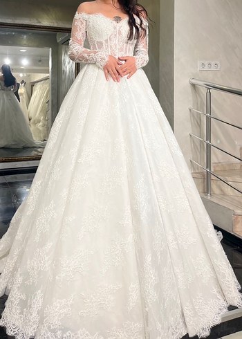 Fransız dantel prenses gelinlik - Görsel 2