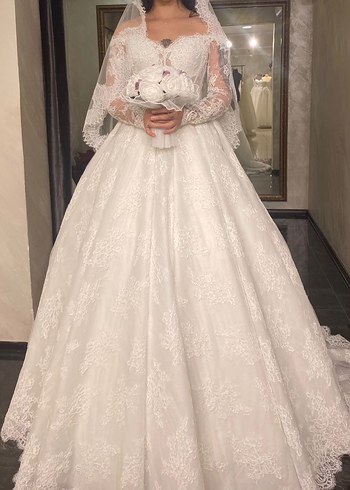 Fransız dantel prenses gelinlik - Görsel 4