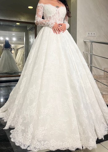 Fransız dantel prenses gelinlik - Görsel 5