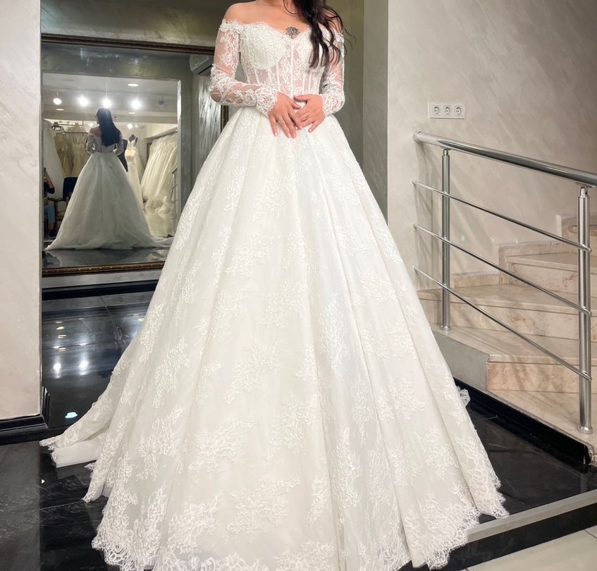 Fransız dantel prenses gelinlik - Görsel 2