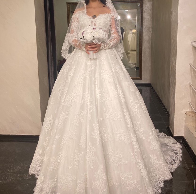 Fransız dantel prenses gelinlik - Görsel 4