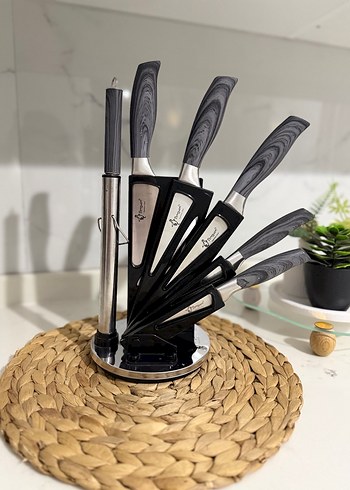 Gri Bıçak Seti ve Bileyici Standı - Görsel 2