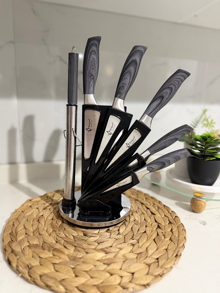 Gri Bıçak Seti ve Bileyici Standı - Görsel 2