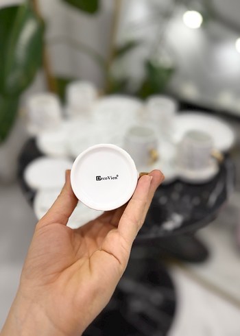 Beyaz Altın Desenli Kahve Fincan Takımı - Görsel 2