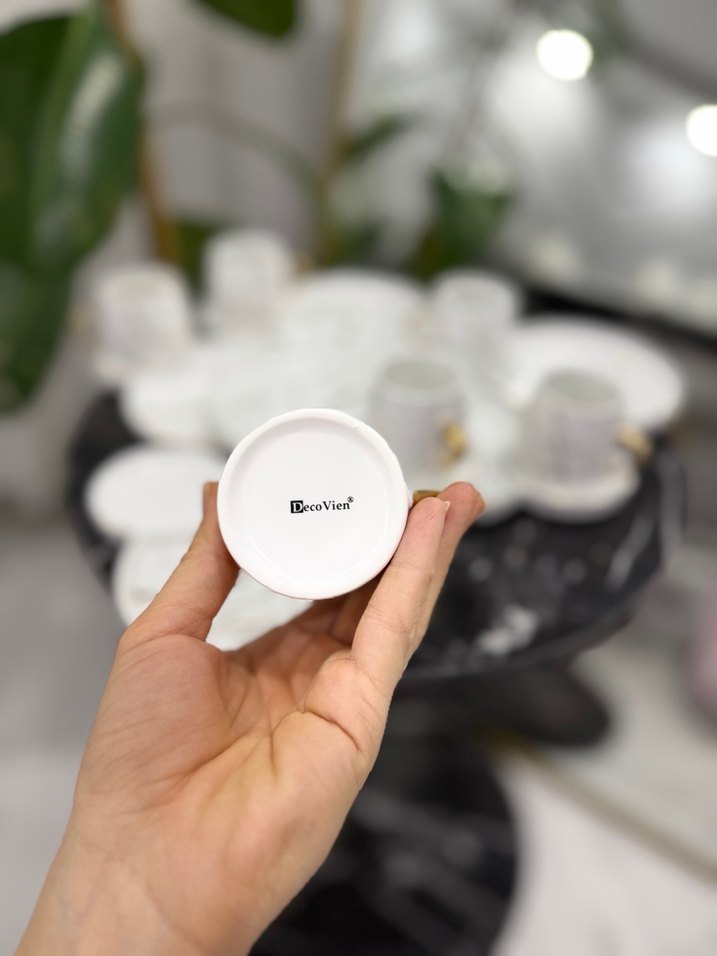 Beyaz Altın Desenli Kahve Fincan Takımı - Görsel 2