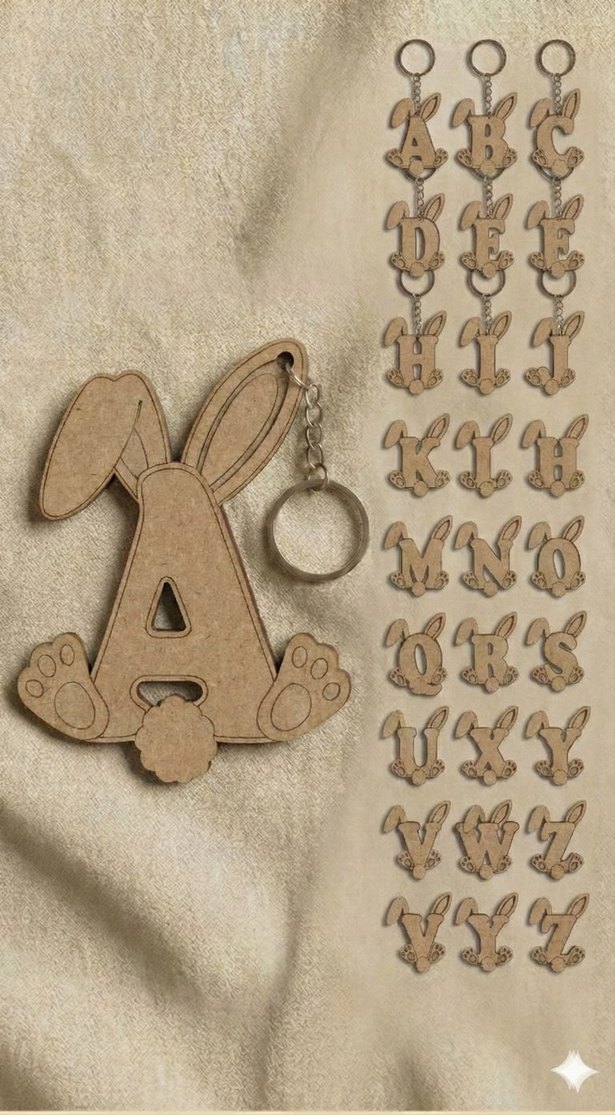 Lazer Kesim Ahşap Anahtarlık - Görsel 3