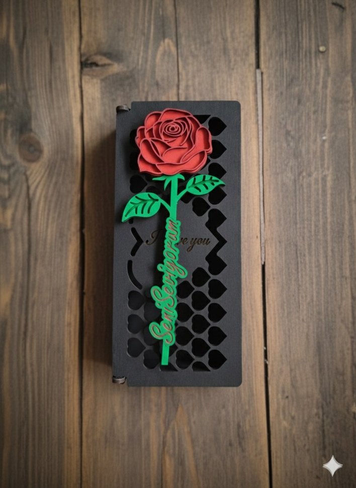 Ahşap Kutulu Hediyelik Gül - Görsel 4