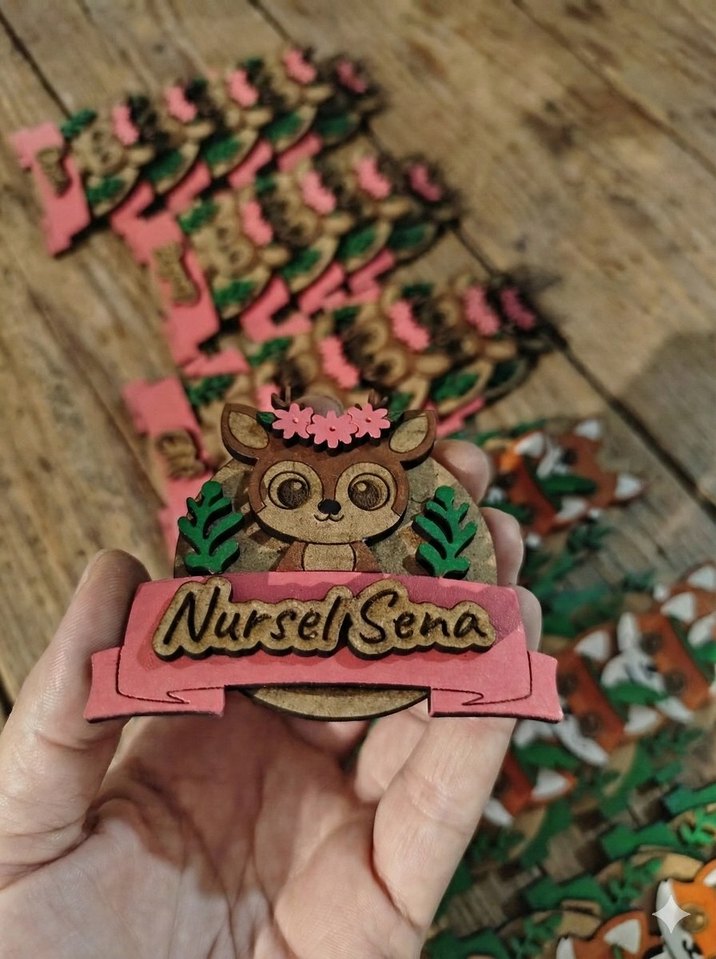 Ahşap lazer kesim magnet - Görsel 2