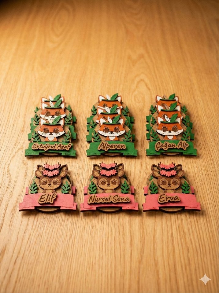 Ahşap lazer kesim magnet - Görsel 3