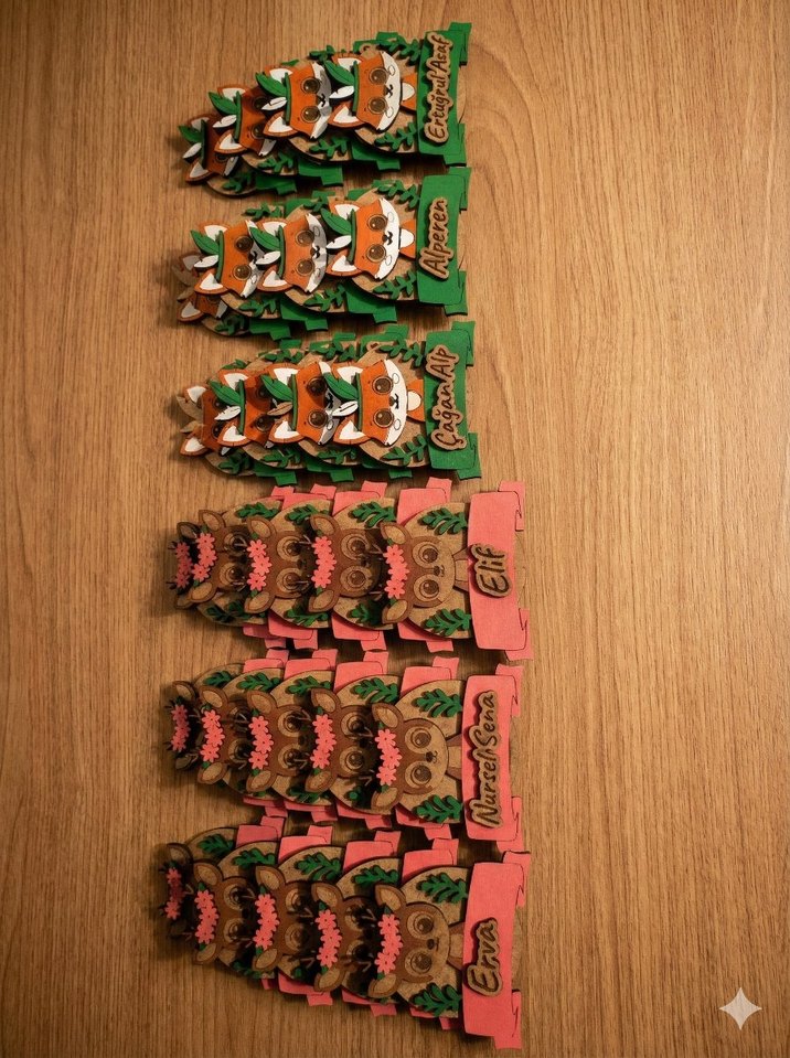 Ahşap lazer kesim magnet - Görsel 4