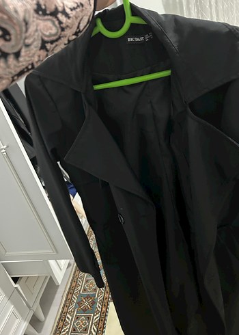 Siyah Uzun Kadın Trençkot - Görsel 3