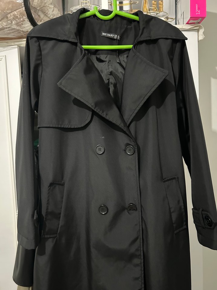 Siyah Uzun Kadın Trençkot - Görsel 2