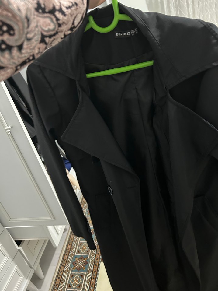 Siyah Uzun Kadın Trençkot - Görsel 3