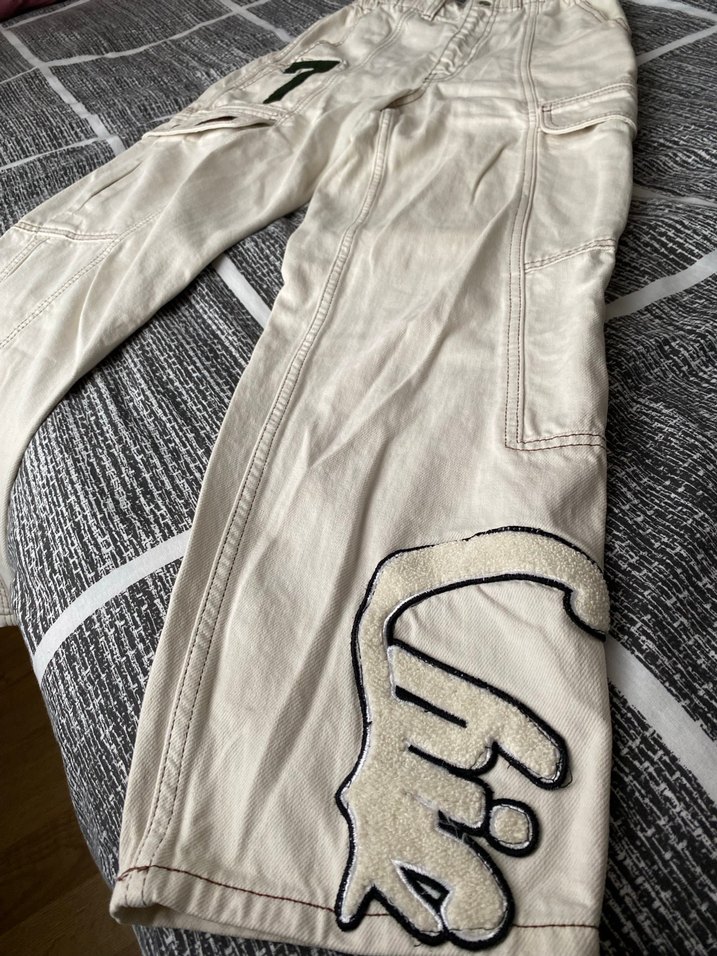 Erkek kirli Beyaz desenli pantolon - Görsel 4