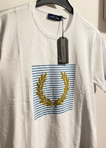 Fred Perry Beyaz Baskılı Pamuklu Erkek Tişört - Görsel 4