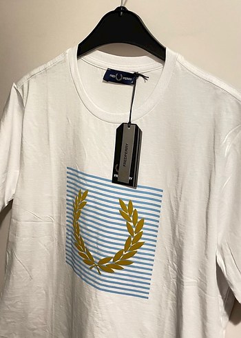 Fred Perry Beyaz Baskılı Pamuklu Erkek Tişört - Görsel 2