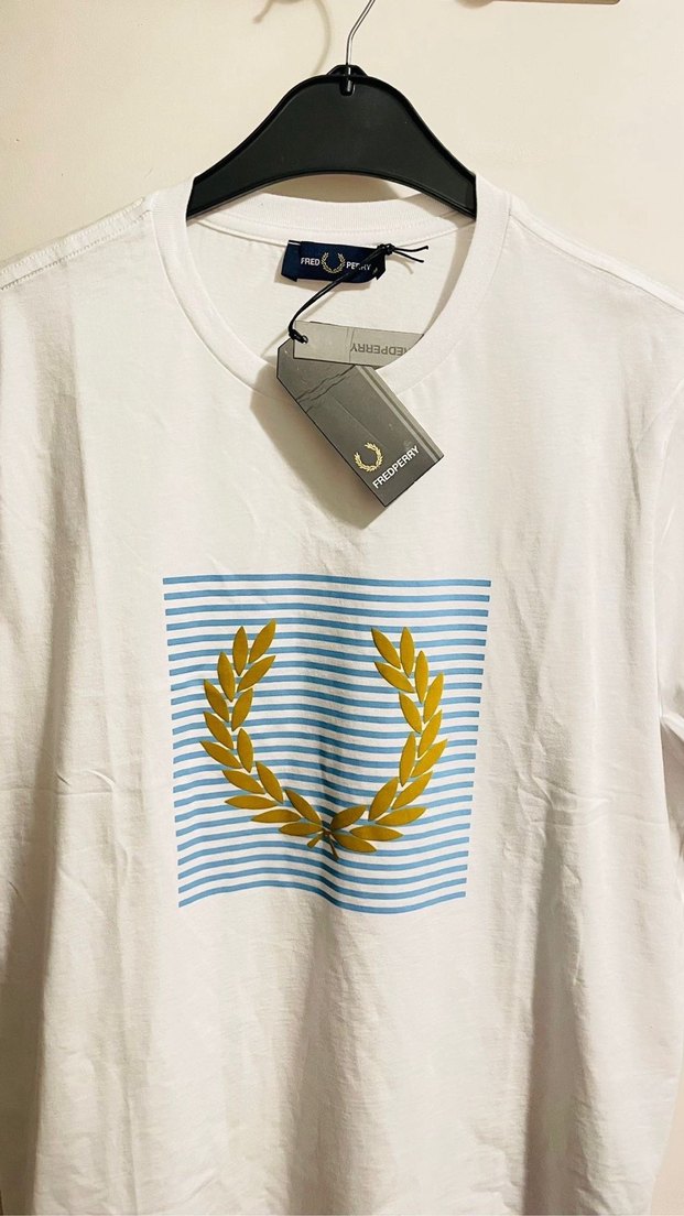 Fred Perry Beyaz Baskılı Pamuklu Erkek Tişört - Görsel 5