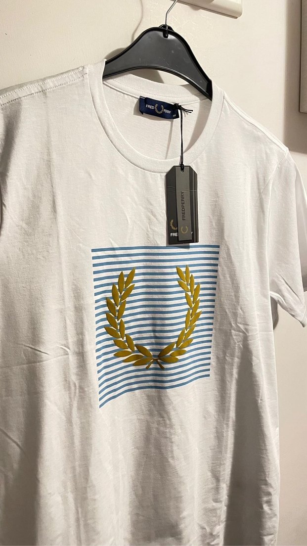 Fred Perry Beyaz Baskılı Pamuklu Erkek Tişört - Görsel 4