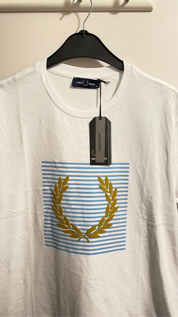 Fred Perry Beyaz Baskılı Pamuklu Erkek Tişört - Görsel 3