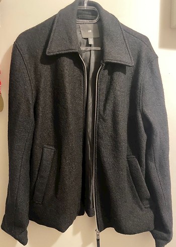 H&M Ceket Gri Erkek Yünlü Fermuarlı Ceket - Görsel 5