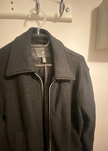 H&M Ceket Gri Erkek Yünlü Fermuarlı Ceket - Görsel 3