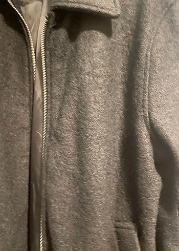 H&M Ceket Gri Erkek Yünlü Fermuarlı Ceket - Görsel 4