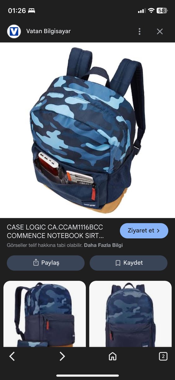 CASELOGİC Erkek Lacivert Kamuflaj Sırt Çantası - Görsel 3