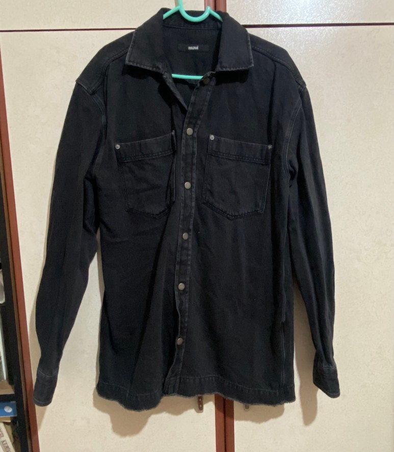 MAVİ S BEDEN Düğmeli Siyah Midi Denim Gömlek - Görsel 2