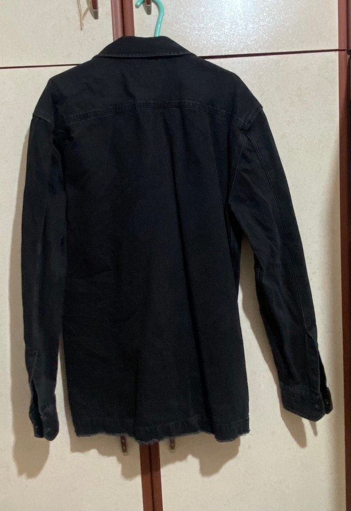 MAVİ S BEDEN Düğmeli Siyah Midi Denim Gömlek - Görsel 3