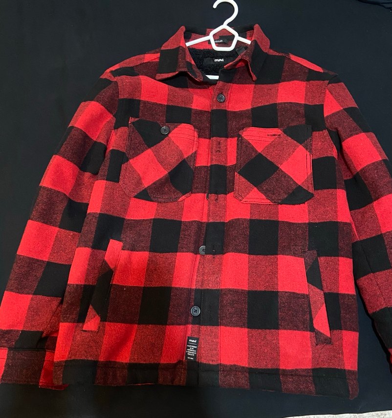 Kırmızı Siyah Ekose Rahat Kesim Erkek içi kürk ceket - Görsel 3