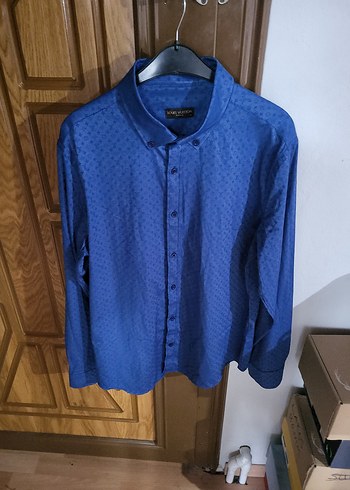 Mavi Parlak Denim Erkek Gömlek - Görsel 3