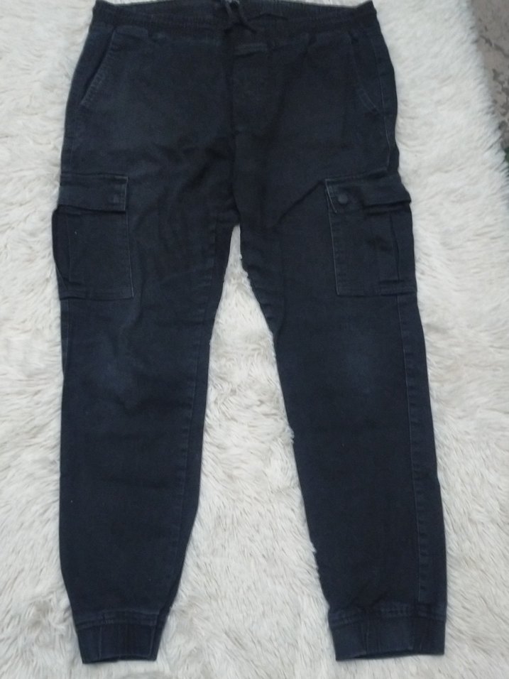 Erkek Lacivert Kemerli Bol Kesim Denim Pantolon - Görsel 2