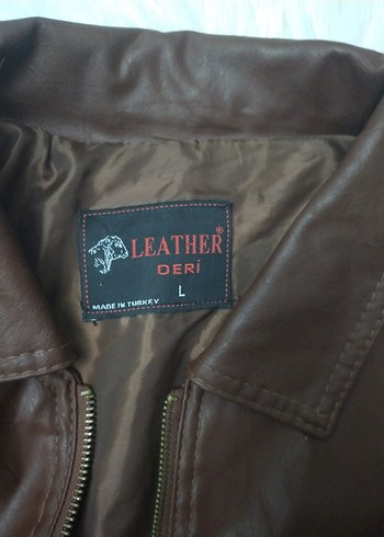 suni deri 
Kahverengi Deri Erkek Biker Ceket - Görsel 6
