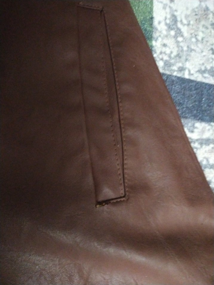 suni deri 
Kahverengi Deri Erkek Biker Ceket - Görsel 4