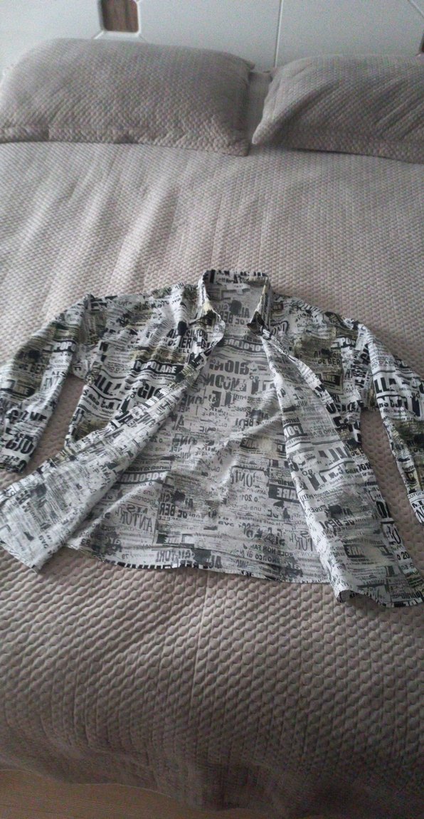 Gri Desenli Kısa Kollu bayan gömlek - Görsel 5