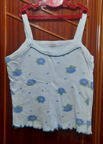 Mavi Çiçek Desenli Çocuk Atlet ve Şort Takımı - Görsel 3