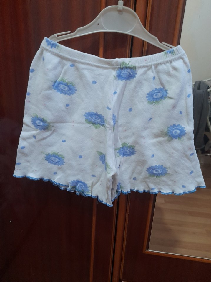 Mavi Çiçek Desenli Çocuk Atlet ve Şort Takımı - Görsel 2