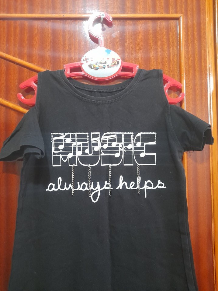 Kız Çocuk Siyah Rock Punk Baskılı elbise - Görsel 2